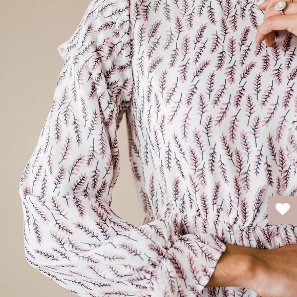 NWT White/Cream Printed Midi Dress - Picture 5 of 7